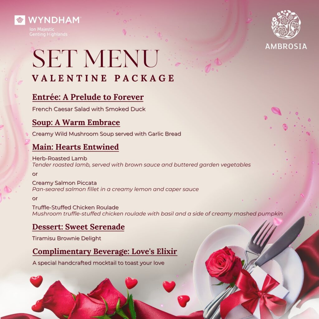 Celebrate Love in the Clouds Valentine set menu